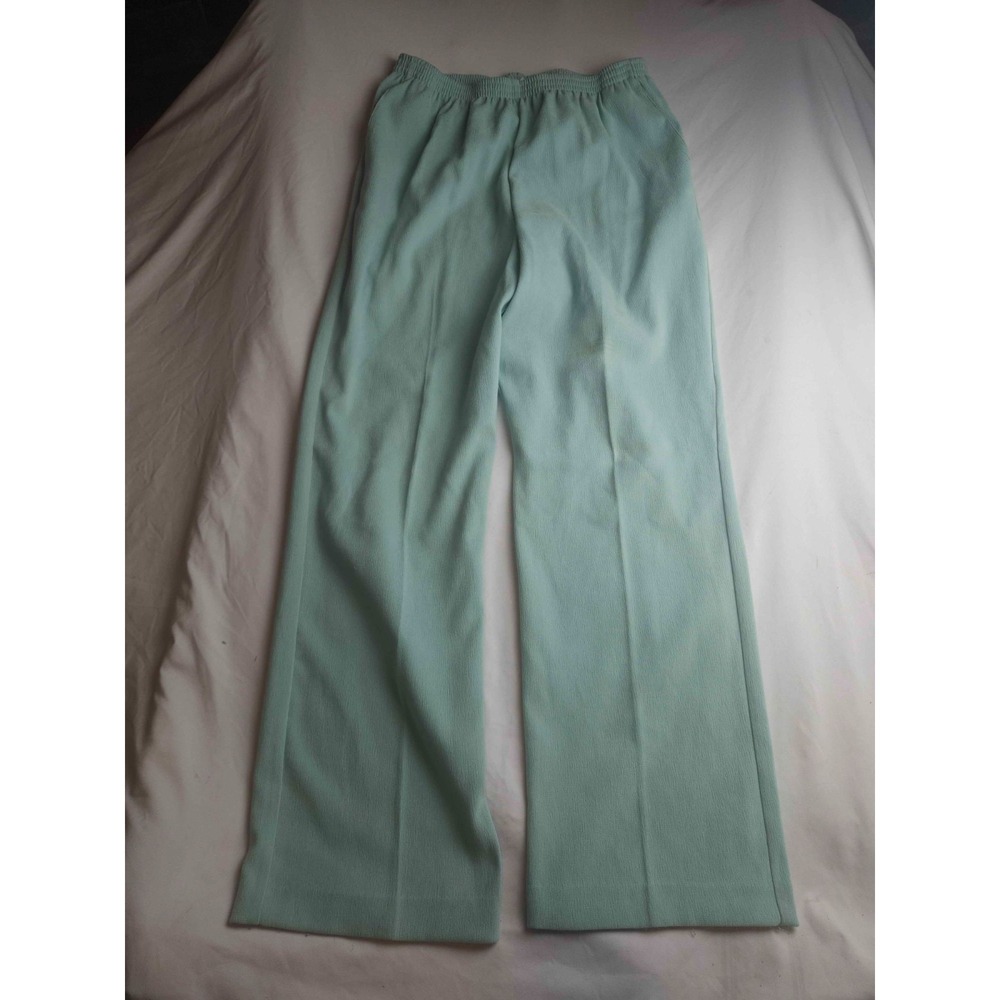 Alfred Dunner Pants Womens Size 14 Green Croduroy Straight Ankle Pull On Trouser